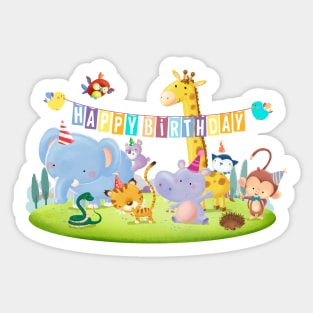 Felicitacion cumpleaños animal aislado Sticker